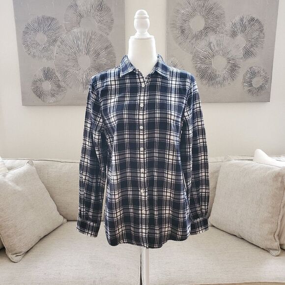 Lands' End Long Sleeve Plaid Flannel Button-Up Shirt sz 8 - Picture 1 of 10